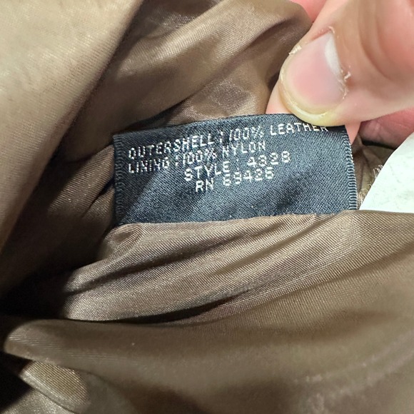 MENS VINTAGE LEATHER JACKET BROWN FULL ZIP COLLAR BUTTON‎ POCKETS STYLE 4328 - Picture 7 of 10